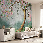 Wall mural Serene blossoms frame tranquil landscape