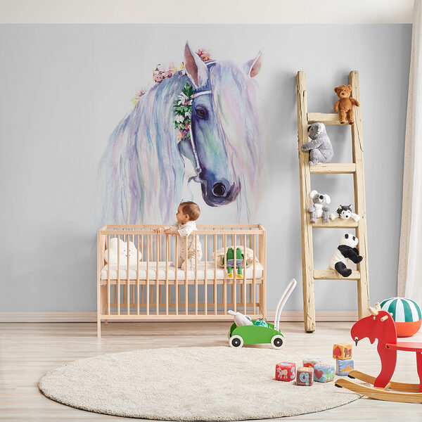 Wall mural Majestic horse adorned with flowers