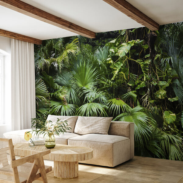 Wall mural Lush tropical forest greenery scene