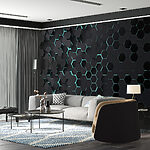 Wall murals Black and blue hexagons