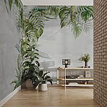Wall mural Tropical leaves on soft background