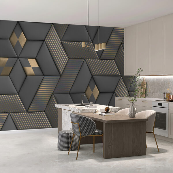 Wall mural Metallic stripes on geometric textures