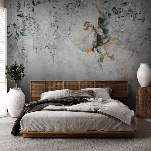 Wall mural Wall mural Delicate floral patterns on textured background (SKU: u73969)