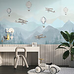Wall mural Planes and balloons over misty mountains