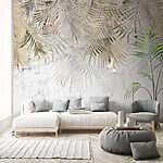 Wall mural Elegant palm leaves on textured background