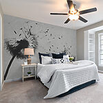 Wall mural Black and white image of a dandelion
