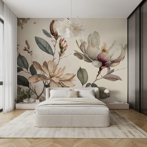 Magnolia blooms in graceful elegance Wall mural Magnolia blooms in graceful elegance