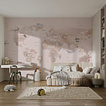 Wall mural Map of the world with animals