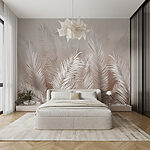 Wall mural Elegant palm leaves on soft background