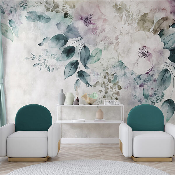 Wall mural Floral elegance in watercolor hues