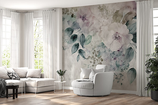 Wall mural Floral elegance in watercolor hues