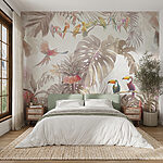 Wall mural Tropical birds among lush foliage