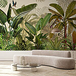 Wall mural Tropical leaves and birds in harmony