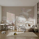 Wall mural Unicorn with wings and a horn