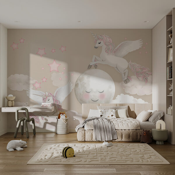 Wall mural Unicorn with wings and a horn