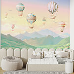 Wall mural Hot air balloon with flags