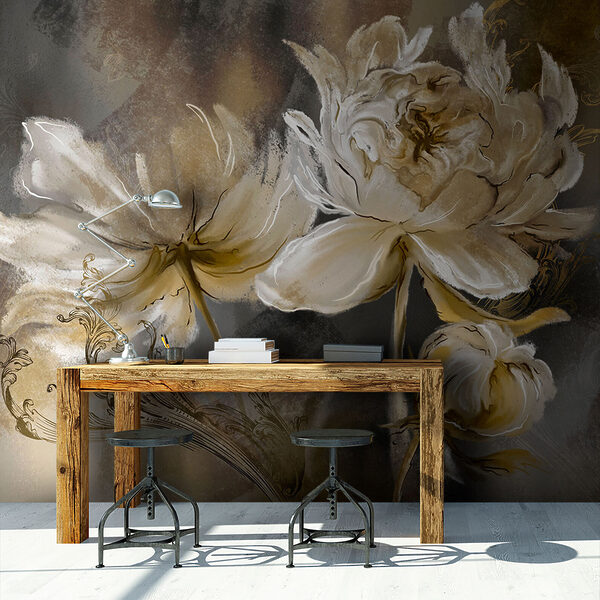 Wall mural Elegant floral artwork with intricate details