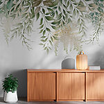 Wall mural Elegant leaves and flowers cascading down