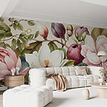 Wall mural Blooming garden in vibrant colors