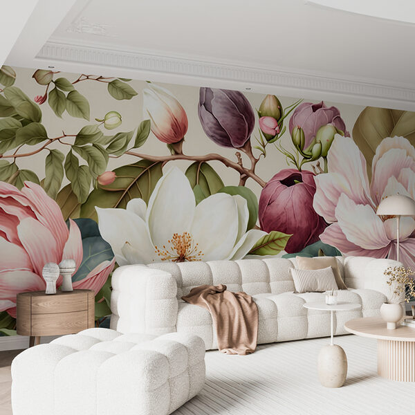 Wall mural Blooming garden in vibrant colors