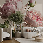 Wall murals Peony blossoms in gentle pink hues