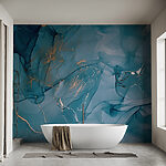 Wall mural Abstract blue art with metallic accents