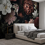 Wall mural Dark floral elegance with blooming beauty