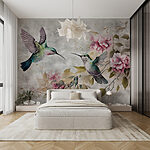 Wall mural Hummingbirds dance among delicate flowers
