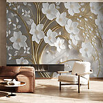 Wall mural Elegant branches with white flowers