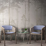 Wall mural Foggy forest, softly illuminated morning