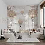 Wall mural Hot air balloon with flowers