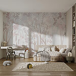 Wall mural Pastel forest with delicate foliage