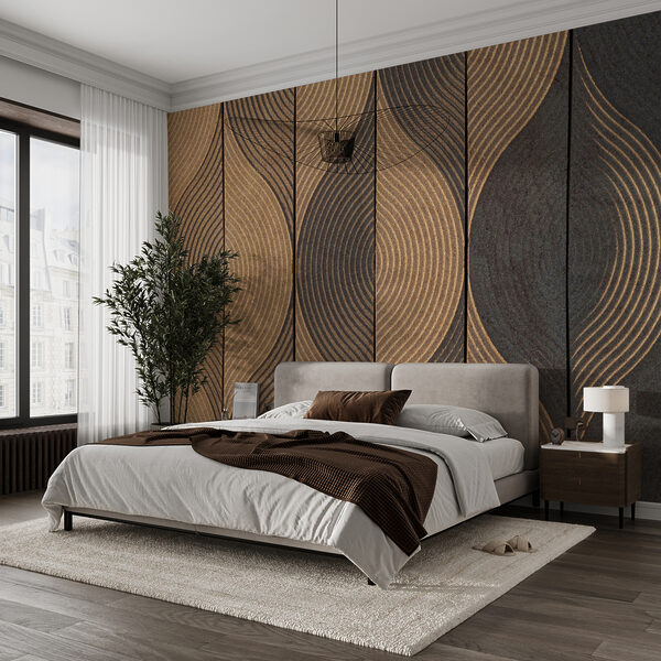 Wall mural Wooden panels with wave patterns