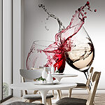 Wall murals Wine glasses mid-toast, splash captured