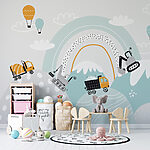 Wall mural Drawing of a cement mixer truck