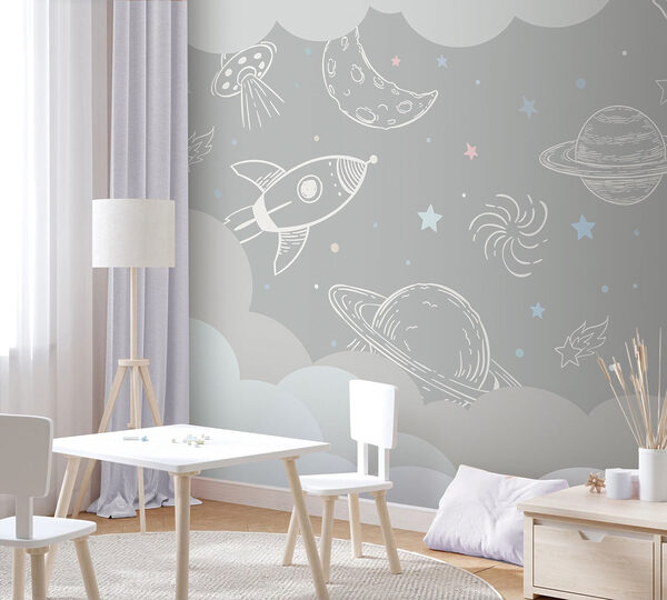 White star on a grey background Wall mural White star on a grey background