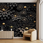 Wall mural Metallic flowers on dark background