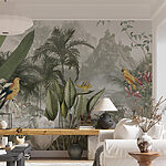 Wall mural Tropical paradise with vibrant birds