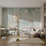 Wall murals Painting of a rabbit on a swing