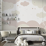 Wall mural White and pink clouds