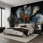 Wall mural Elegant floral abstract in dark tones