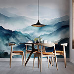 Wall mural Painting of mountains with fog