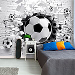 Wall mural Black and white football ball