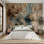 Wall mural Flowers with artistic paint drips