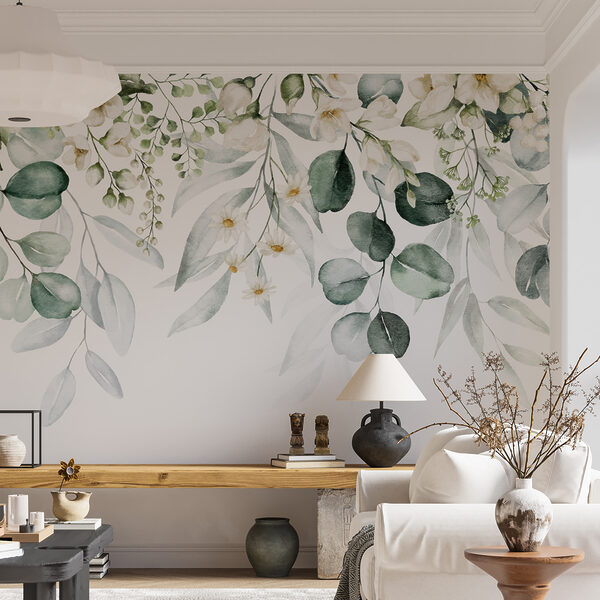 Wall mural Elegant foliage and floral arrangement
