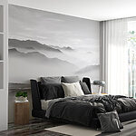 Wall mural Foggy mountain range