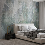 Wall mural Vintage leaves with geometric pattern