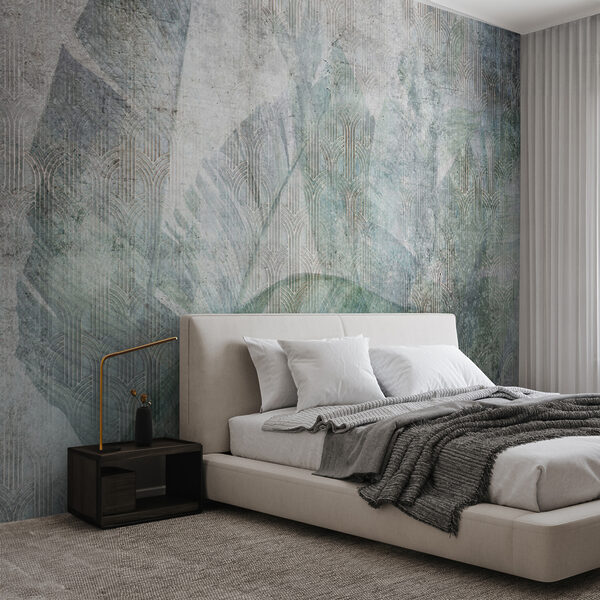 Wall mural Vintage leaves with geometric pattern
