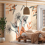 Wall mural Black and white drawing of a flower