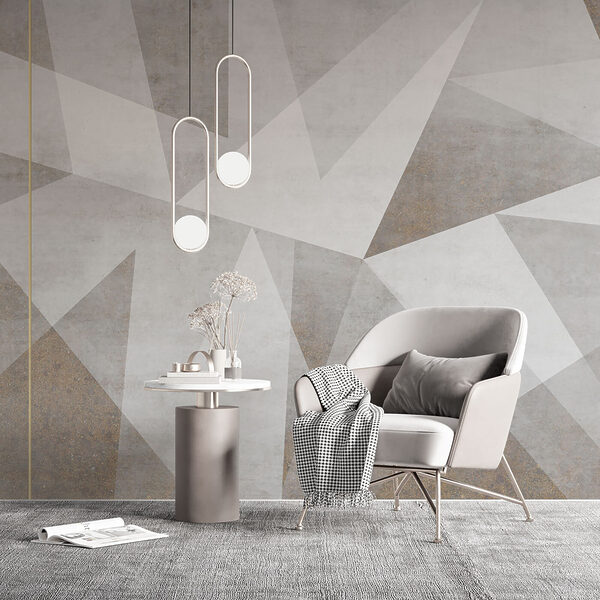Wall mural Grey and white background with triangles